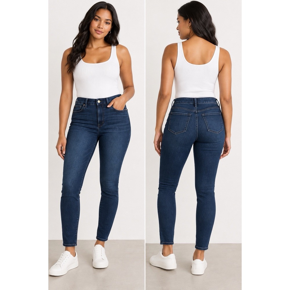 Good American Good Legs Skinny Jeans 6/28 Dark Wash High Rise Stretch Denim